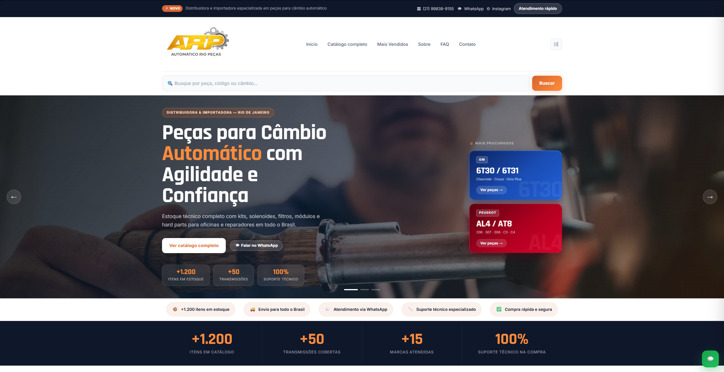 Automático Rio Peças — e-commerce de peças para câmbio automático desenvolvido pela SrZuim